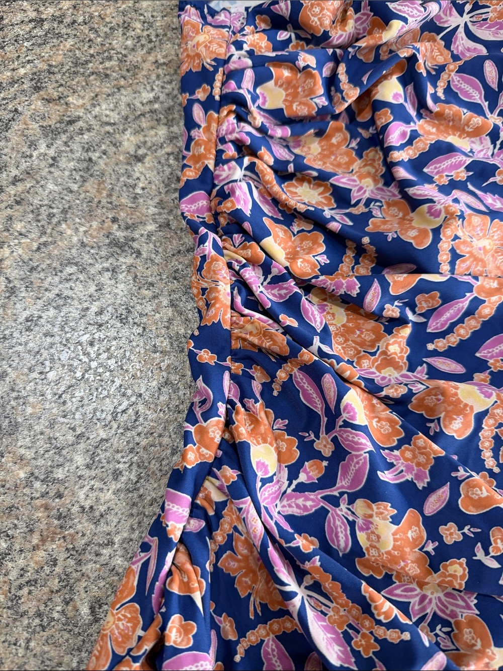 J.Crew Reimagined Floral One-Shoulder One-Piece Swimsuit - Navy & Orange size 16 - Picture 3 of 9